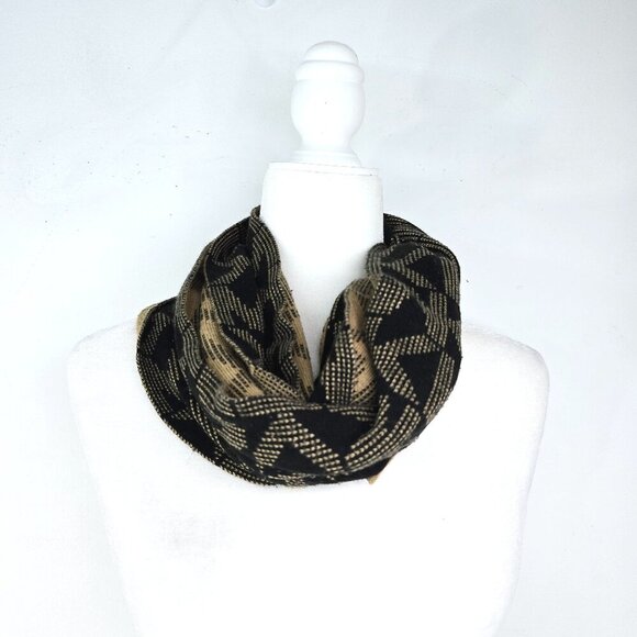 Michael Kors Scarf MK Logo Reversible Black Tan Unisex - Picture 2 of 6